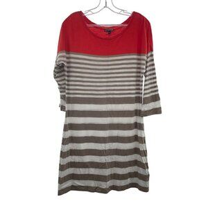 Express Women's Striped T-Shirt Dress 3/4 Sleeve Multicolor Size Large